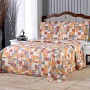 Ver imagem 3 de Kit Cobre Leito Karina Queen Micropercal 300 Fios Colcha Estampado 3 Peças Quadri 1