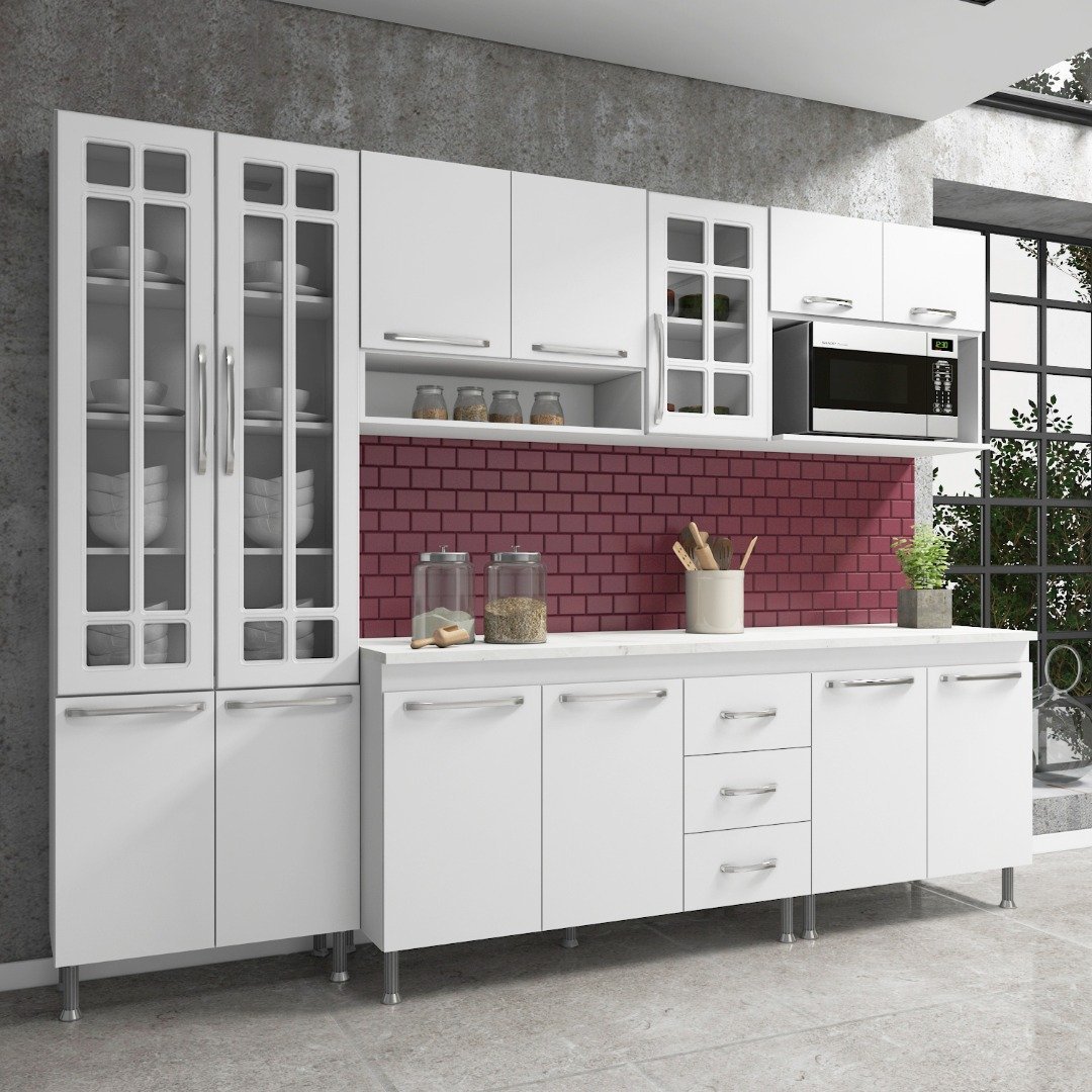 Cozinha Completa Fidelita Viena Modulada 5 Peças 260 Cm 13 Portas 3 ...
