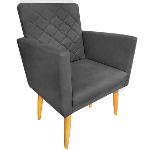 Poltrona Decorativa Maitê Costura Matelassê P/ Sala Recepção - Lobo Shopp:cinza