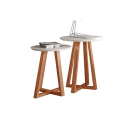 Mesa Lateral Luna Com Tampo De Vidro 70cm - Off White - 1 Mesa Lateral Luna Com Tampo De Vidro 70cm - Off White - 1