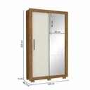 Ver imagem 3 de Guarda-Roupa Solteiro 2 Portas, 2 Gavetas, Pés e Espelho Apollo Cinamomo/Off White