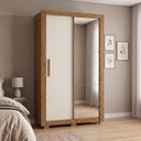 Ver imagem 1 de Guarda-Roupa Solteiro 2 Portas, 2 Gavetas, Pés e Espelho Apollo Cinamomo/Off White