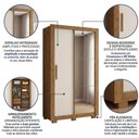 Ver imagem 4 de Guarda-Roupa Solteiro 2 Portas, 2 Gavetas, Pés e Espelho Apollo Cinamomo/Off White