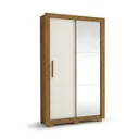 Ver imagem 2 de Guarda-Roupa Solteiro 2 Portas, 2 Gavetas, Pés e Espelho Apollo Cinamomo/Off White