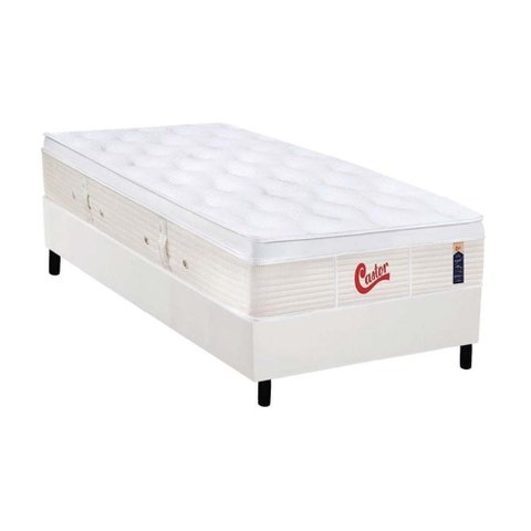 Cama Box Solteiro: Colchão Molas Enadas Castor Gold Star Vitagel + Base White(88x188)