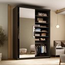 Ver imagem 5 de Guarda-Roupa Closet Solteiro 100% MDF 139cm com 1 Porta Espelho 3 Gavetas Sion Preto