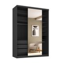 Ver imagem 2 de Guarda-Roupa Closet Solteiro 100% MDF 139cm com 1 Porta Espelho 3 Gavetas Sion Preto