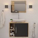 Ver imagem 6 de Armário de Banheiro com Cuba e Espelho 1 Porta 2 Prateleiras Carvalho/Preto ônix 13689 - Compace