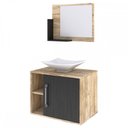 Ver imagem 2 de Armário de Banheiro com Cuba e Espelho 1 Porta 2 Prateleiras Carvalho/Preto ônix 13689 - Compace