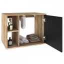 Ver imagem 3 de Armário de Banheiro com Cuba e Espelho 1 Porta 2 Prateleiras Carvalho/Preto ônix 13689 - Compace