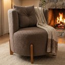 Ver imagem 1 de Poltrona Decorativa Orgânica Curva Luna Boucle Cappuccino - Montanaris Decor
