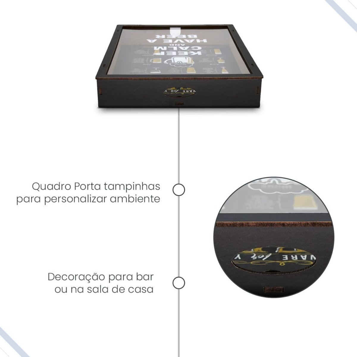 Quadro Porta Tampinhas Cerveja Decoração Sala Área Gourmet:tabaco - 5