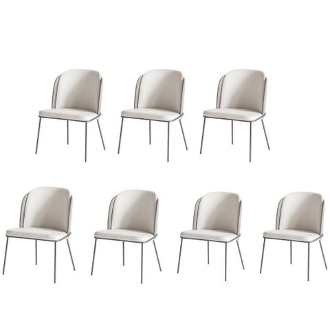 Kit 7 Cadeiras Tay para Sala de Jantar ou Área Gourmet-tecido-costas Linho 60-frente Linho 22