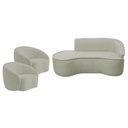 Ver imagem 2 de Kit Divã Recamier Orgânico Marrocos 180cm Lado Esquerdo e 2 Poltronas Amore Bouclé Verde Oliva