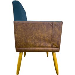 Kit 2 Poltronas Decorativas Lis Corino e Suede Cores Pé Palito 30cm - 4