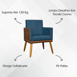 Kit 2 Poltronas Decorativas Lis Corino e Suede Cores Pé Palito 30cm - 6
