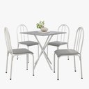 Ver imagem 1 de Kit Mesa Diamante 544 Sala de Jantar 4 Cadeiras Pés Tubular Cinza/branco