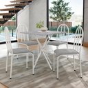 Ver imagem 2 de Kit Mesa Diamante 544 Sala de Jantar 4 Cadeiras Pés Tubular Cinza/branco