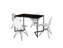 Ver imagem 2 de Mesa Industrial Base Ferro Preto em V Tampo 137x90 Preto 4 Cadeiras Eames Assento Branco Ferro Preto