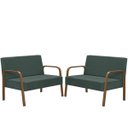 Ver imagem 1 de Kit Poltrona Decorativa 2 Namoradeiras de 2 Lugares Jade Braço Madeira D Salla Suede Verde