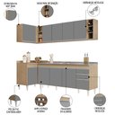 Ver imagem 3 de Armário de Cozinha Modulado de Canto Direito 5 Peças CP45 com Pia Inox Castanho/Cinza - Lumil Lumil
