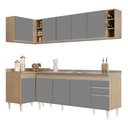 Ver imagem 1 de Armário de Cozinha Modulado de Canto Direito 5 Peças CP45 com Pia Inox Castanho/Cinza - Lumil Lumil