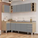 Ver imagem 2 de Armário de Cozinha Modulado de Canto Direito 5 Peças CP45 com Pia Inox Castanho/Cinza - Lumil Lumil
