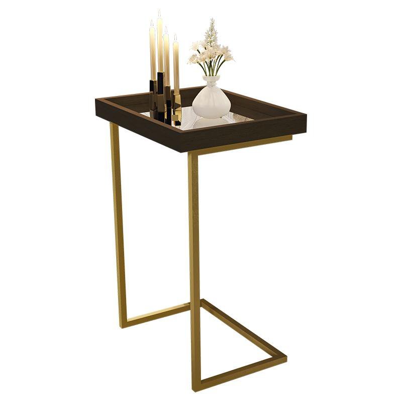 Mesa Lateral de Apoio Jb 4774 com Espelho e Pé de Aço Canela/dourado - 2