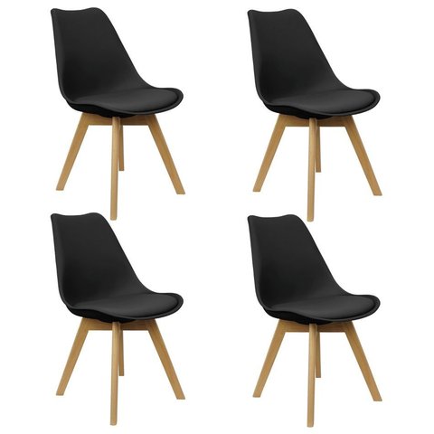 Conjunto 04 Cadeiras Eames Wood Leda Design - Preta Preta