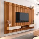 Ver imagem 1 de Painel para TV com Nicho Conjunto para Sala 60 Polegadas 230,5cm MDP Nature Off White Germai Móveis