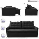 Ver imagem 2 de Sofá Sem Caixa Retrátil e Reclinável 1,85m Cama inBox Studio Suede Velusoft Preto