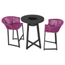 Ver imagem 1 de Conjunto Bistrô Champanheira Tampo Ripado e 2 Banquetas Reis Corda Náutica Rosa