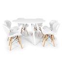 Ver imagem 1 de Conjunto Mesa de Jantar Redonda Amanda Branca 120cm com 6 Cadeiras Eiffel Slim - Branco