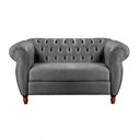 Ver imagem 1 de Sofá Nobreza 2 Lugares Fixo 153cm Cinza Veludo Clássico Bella Decor