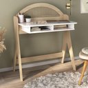 Ver imagem 1 de Mesa Escrivaninha para Escitório Home Office 90cm Orgânica 3D Monalisa A05 Naturale Branco - Lyam