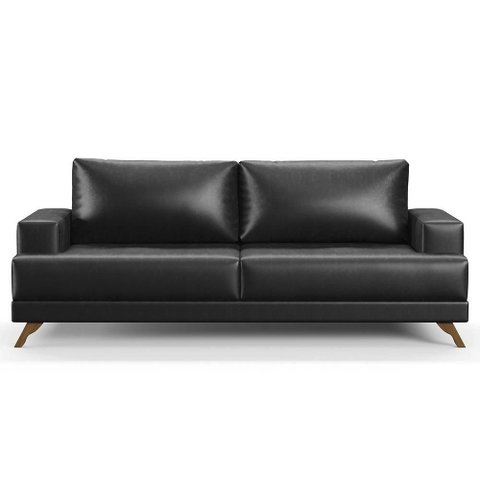 Sofá 3 Lugares 180cm Living Pés Curvos Santi D05 Sintético Preto - Mpozenato