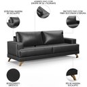 Ver imagem 3 de Sofá 3 Lugares 180cm Living Pés Curvos Santi D05 Sintético Preto - Mpozenato