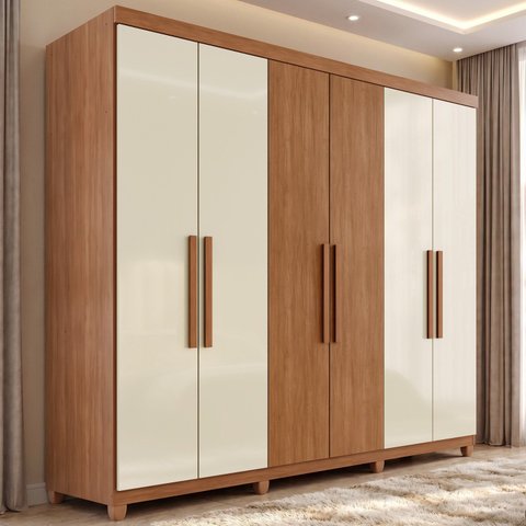 Guarda-Roupa Casal 6 Portas 2 Gavetas com Pés Napoli