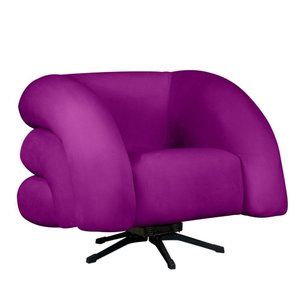 Poltrona Decorativa Micheli Base Giratória e Balanço Veludo Cor Roxo