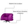 Poltrona Decorativa Micheli Base Giratória e Balanço Veludo Cor Roxo - 3