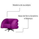Ver imagem 3 de Poltrona Decorativa Micheli Base Giratória e Balanço Veludo Cor Roxo