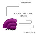 Ver imagem 4 de Poltrona Decorativa Micheli Base Giratória e Balanço Veludo Cor Roxo