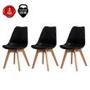 Ver imagem 1 de Kit 3 Cadeiras Mesa Sala de Jantar Saarinen Design Leda Wood Preta - Preto