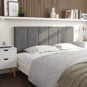 Cabeceira Painel Estofada Almofadada para Cama de Casal 1,40 - Cinza Grafite