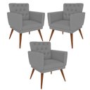 Ver imagem 1 de Kit 3 Poltronas Nina com Capitone - Cinza