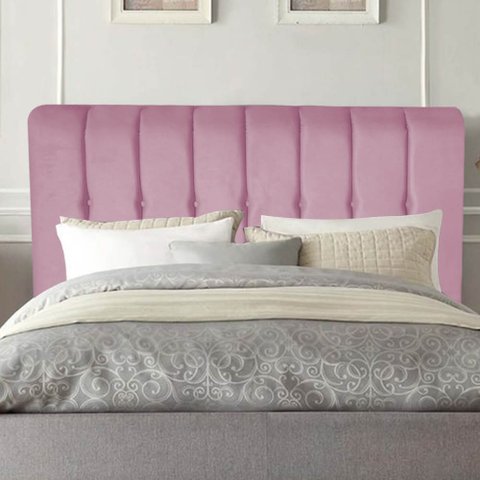 Cabeceira Estofada Kiara 195cm King Size para Cama Box Quarto Suede Rosa Bebê - Ahazzo Móveis