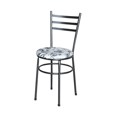Cadeira para Mesa Epoxi Preta Craqueada Assento Floral:floral Branco
