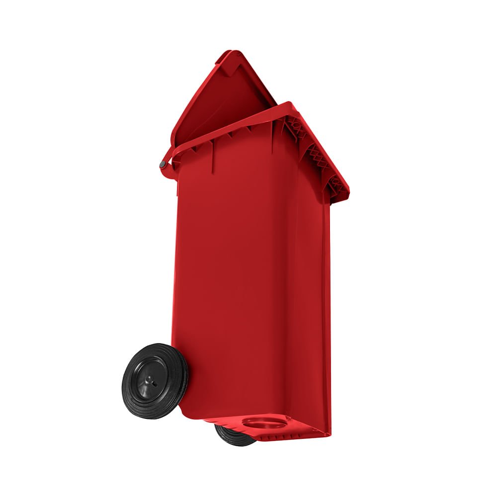 Lixeira 120 litros roda de 200mm - Lar Plásticos - Vermelho - 4