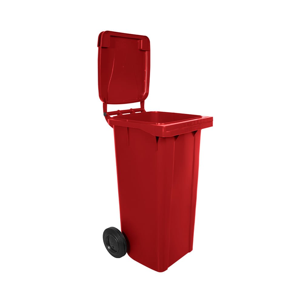 Lixeira 120 litros roda de 200mm - Lar Plásticos - Vermelho - 5