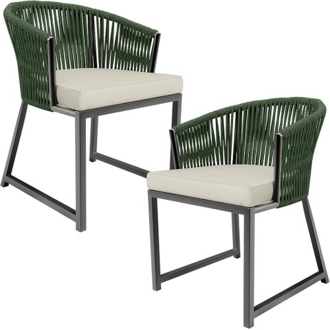 Kit 02 Cadeiras Decorativas para Área Gourmet Cozinha Corda Náutica Bethari D04 Verde - Lyam Decor